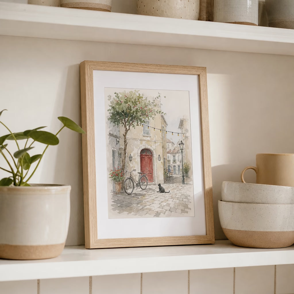 Personalizuotas vietų akvarelinis paveikslas rėmelyje interjere 9